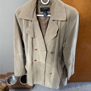 Outer Edge Tan Double-Breasted Leather Jacket